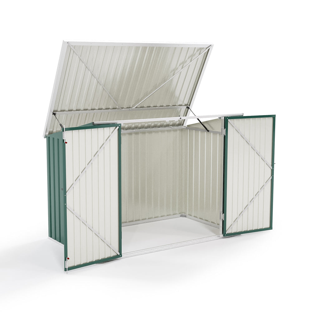 6x3ft Green Metal Bin Shed with Secure Lock – Freestanding Garden Storage Unit