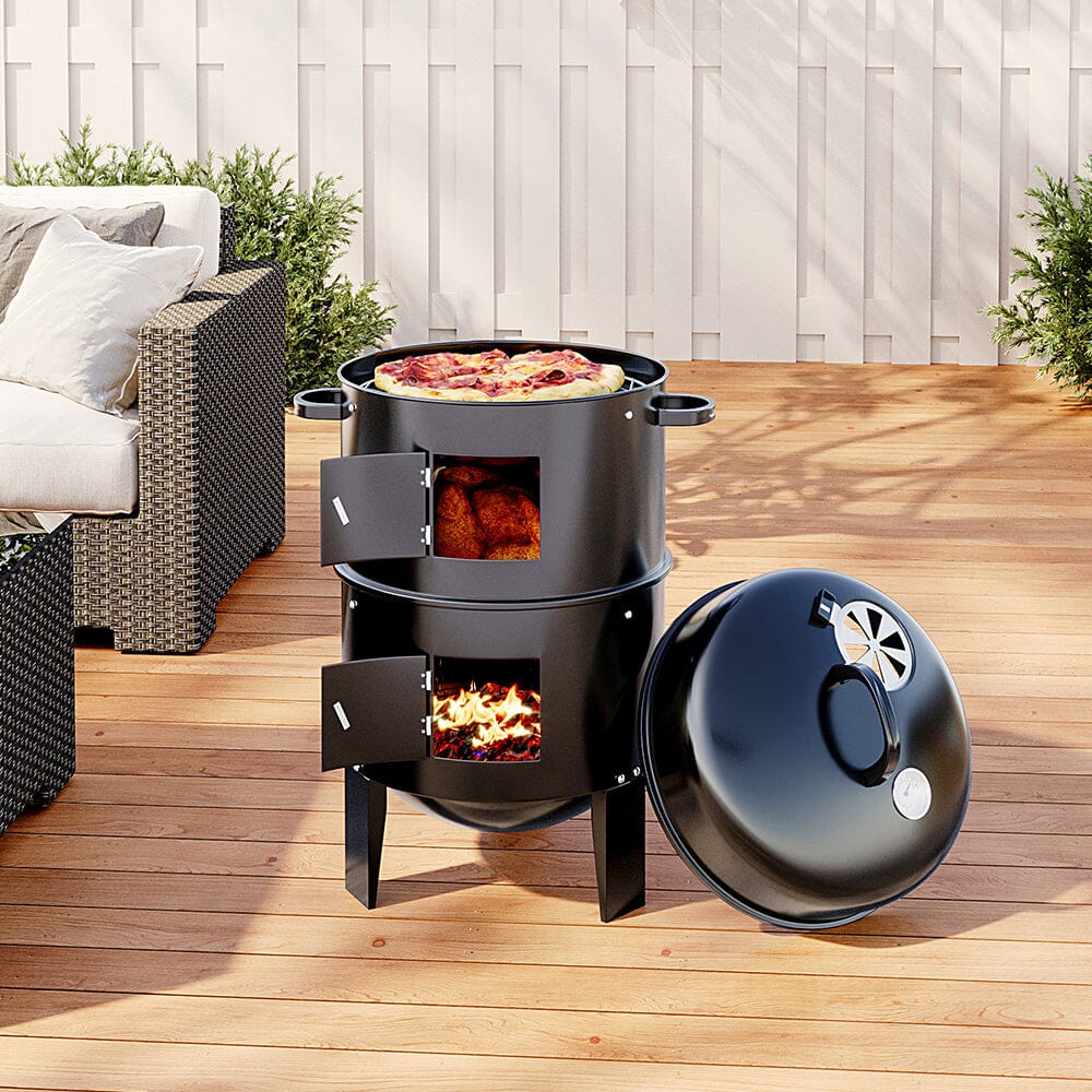 80 cm H 3 in 1 BBQ Charcoal Grill 3 Tier Smoker BBQ Grills Living and Home