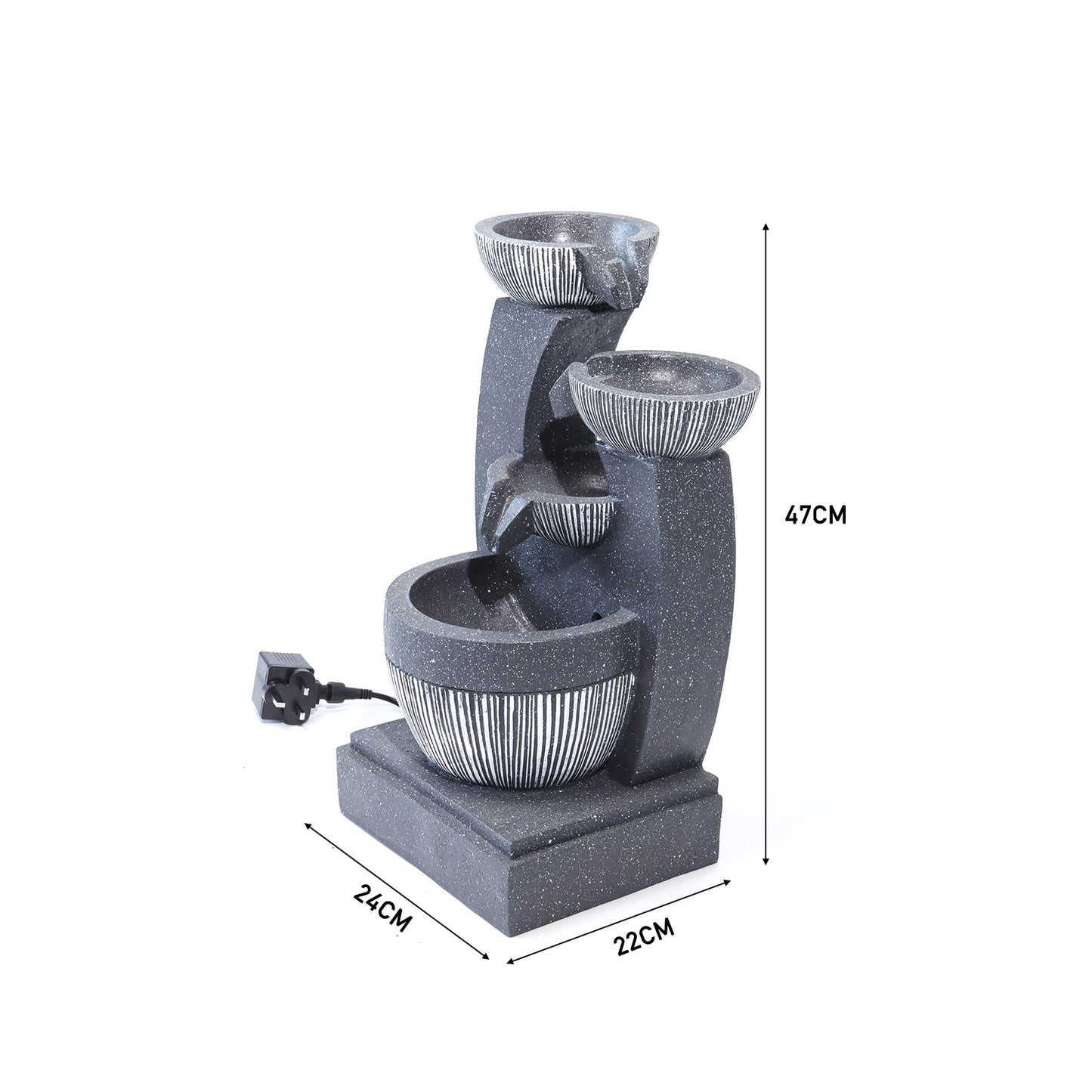 4-Tier Cascading Bowls Garden Water Feature Fountain with LED