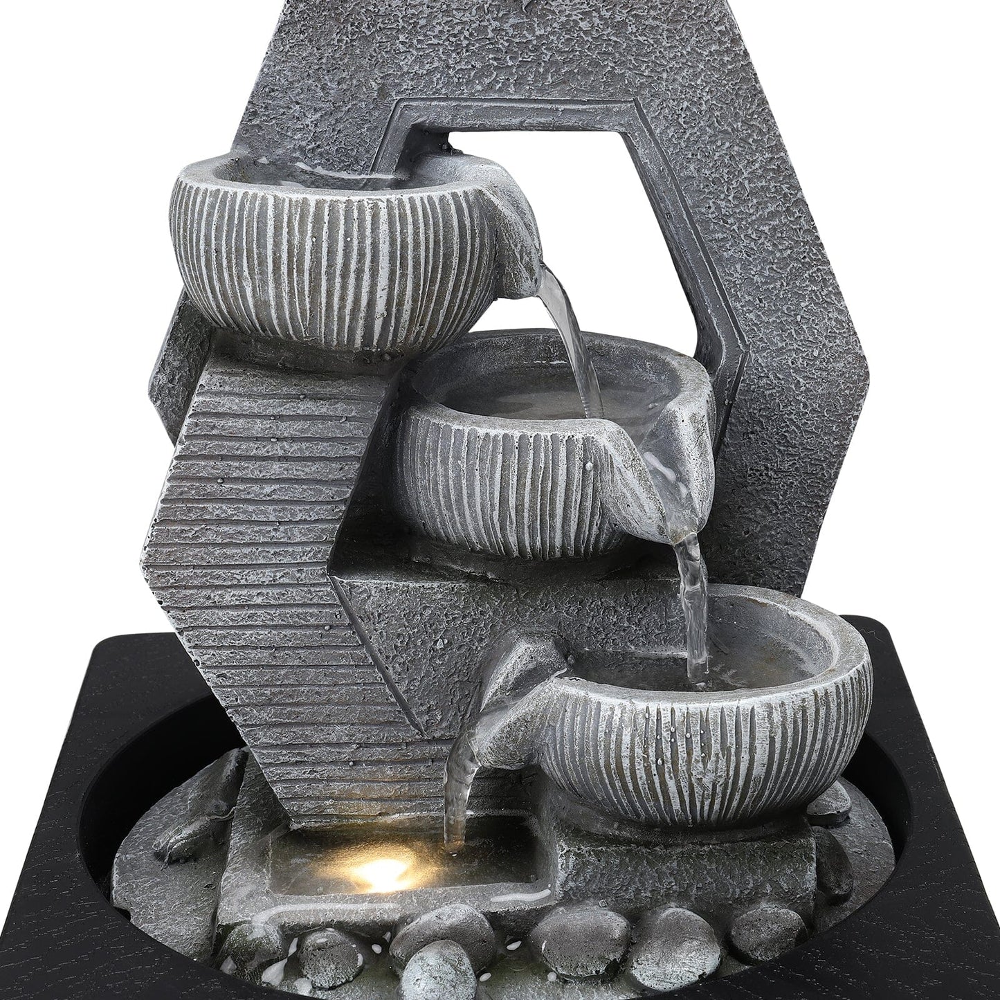 LED Light Cascade Tabletop Fountain Relaxing Water Feature for Relaxation and Meditation Soothing Waterfall Design Fountains Living and Home
