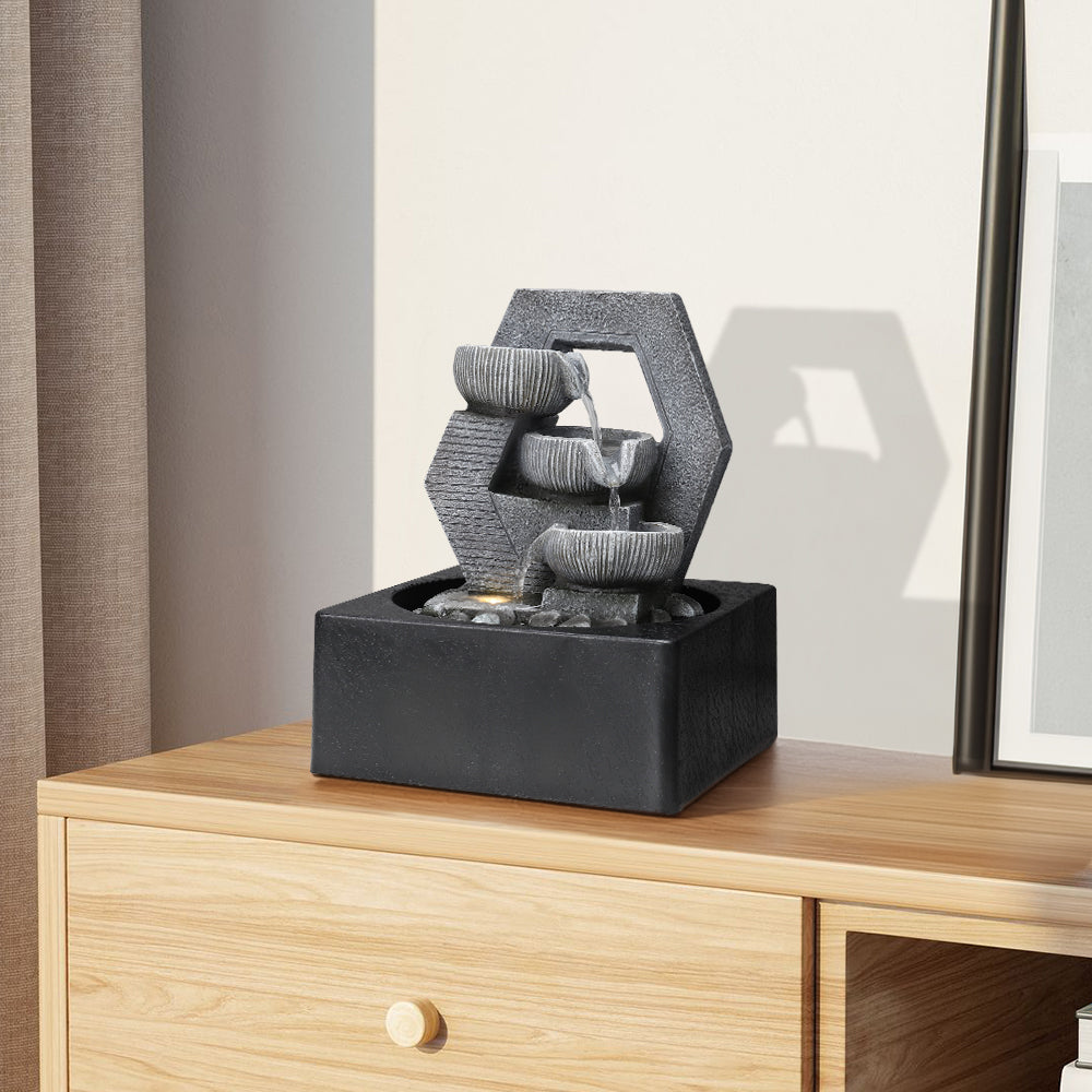 Tabletop Relaxation and Meditation Soothing Cascade Fountain with LED
