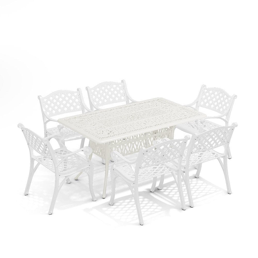 4/6 Seater Aluminium Garden Dining Set with Parasol Hole Garden Dining Sets Living and Home