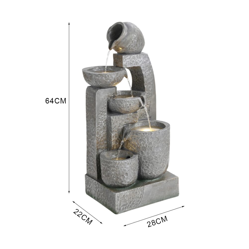 Solar 5-Tier Cascade Water Fountain for Outdoors Fountains Living and Home