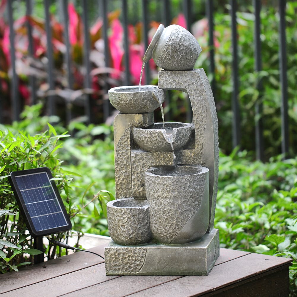 Cascade Solar-powered Water Fountain for Outdoors Fountains Living and Home