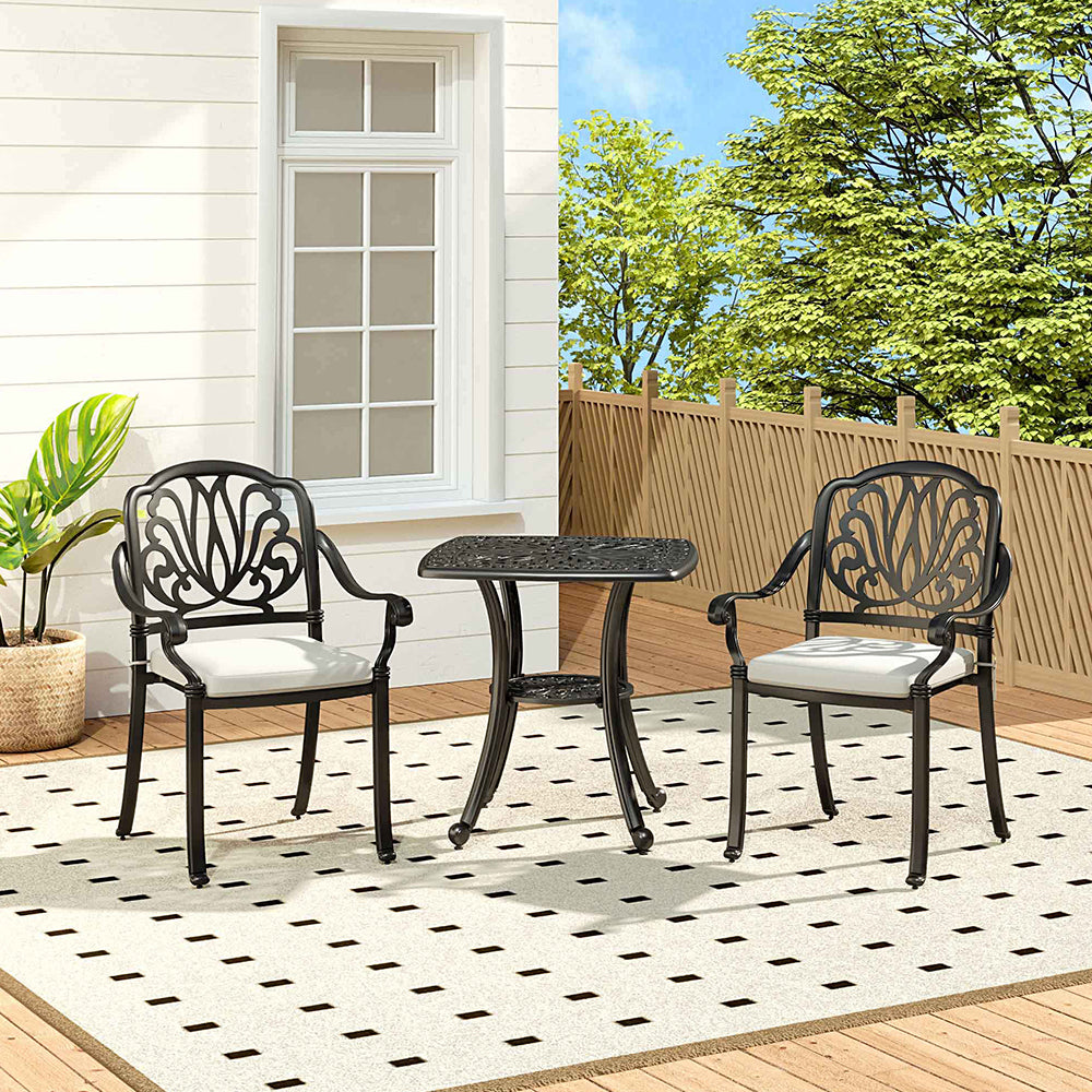 Black Garden Square Cast Aluminium Patio Table