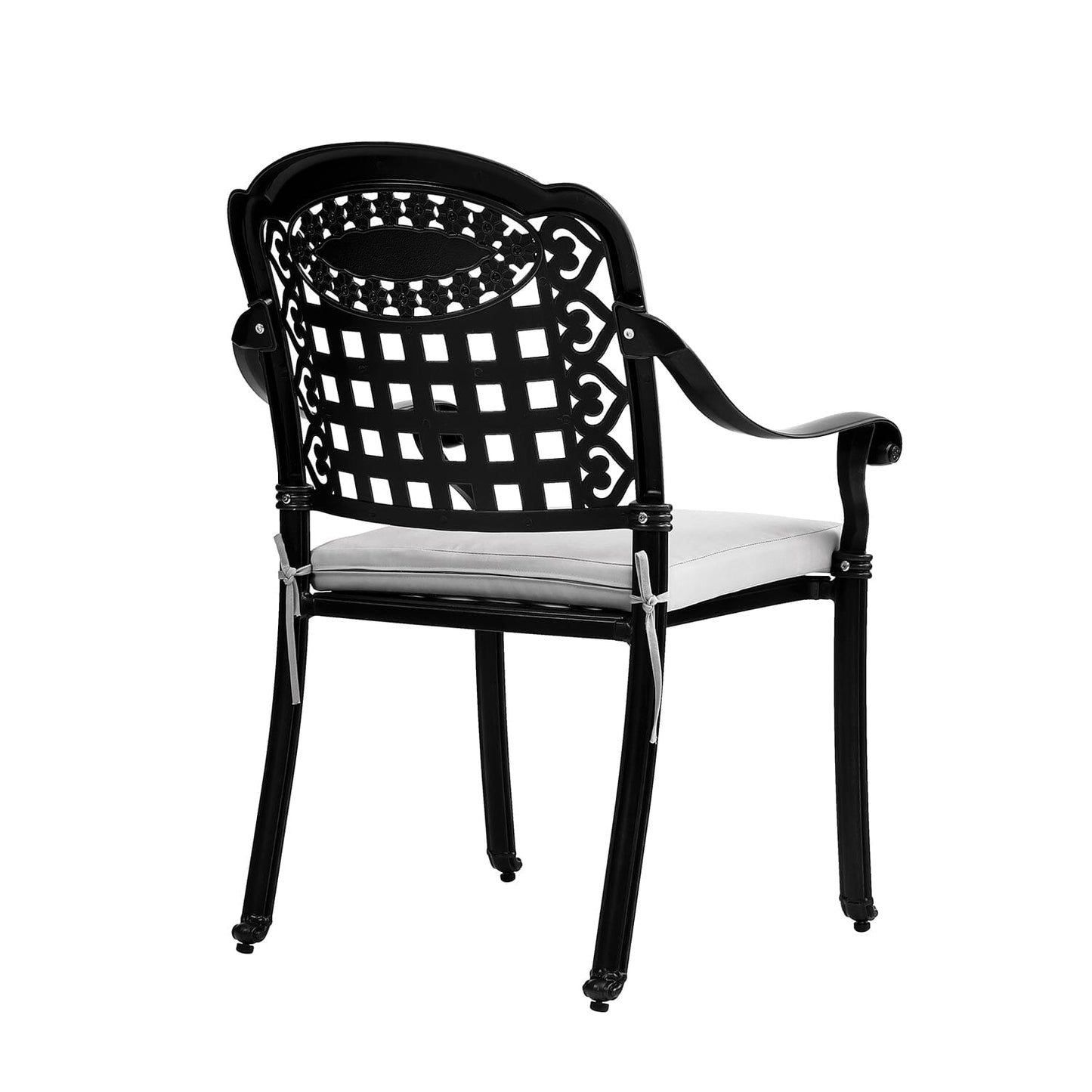 Set of 2 Outdoor Dining Chairs with Cushions Cast Aluminum Garden Seating Living and Home