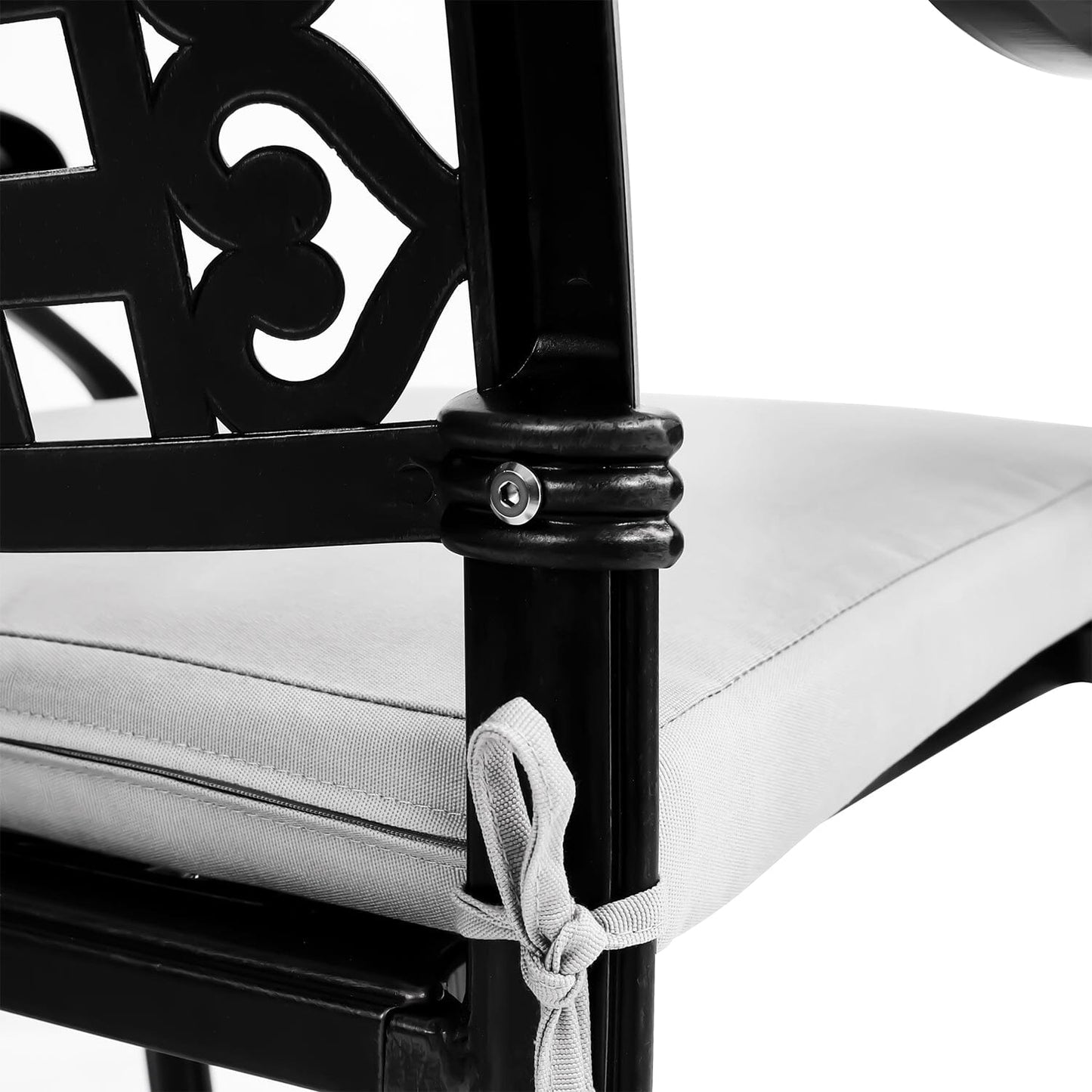 Set of 2 Outdoor Dining Chairs with Cushions Cast Aluminum Garden Seating Living and Home