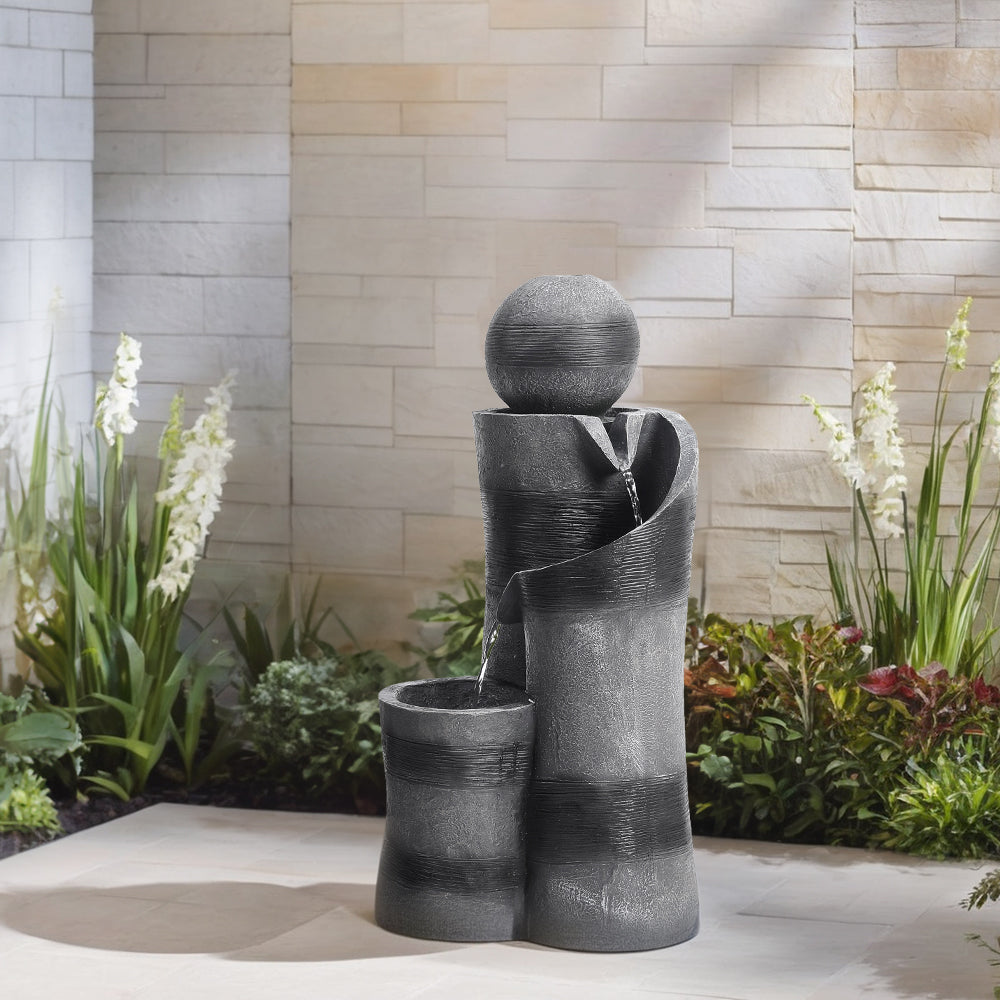 1.9' Garden Solar Rockery Resin Fountain with LED