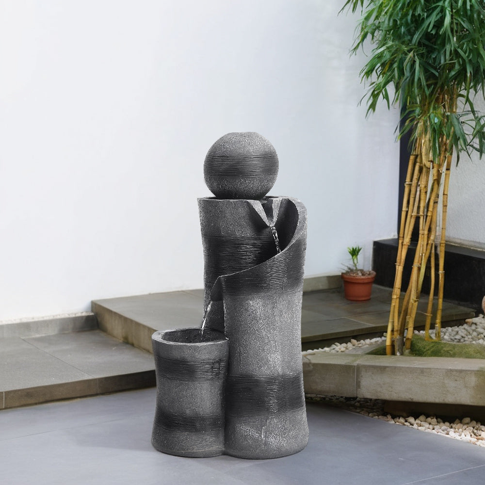 1.9' Garden Solar Rockery Resin Fountain with LED