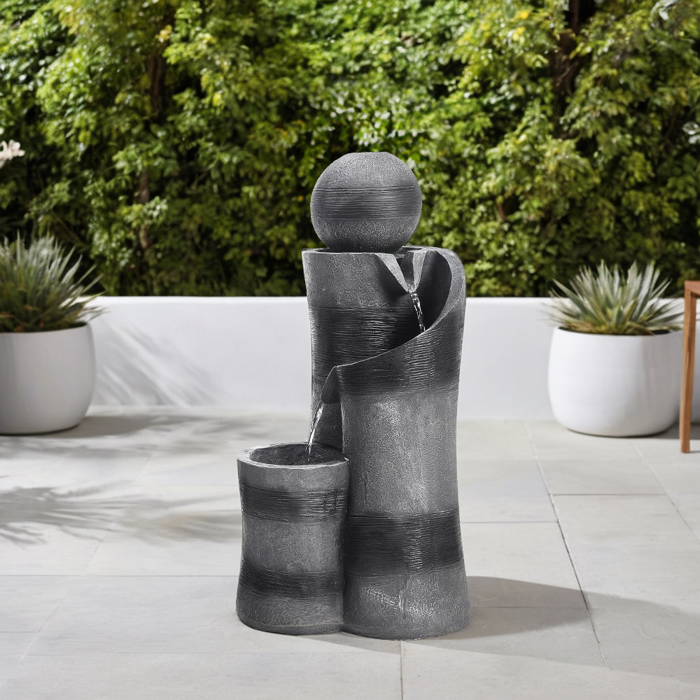 1.9' Garden Solar Rockery Resin Fountain with LED