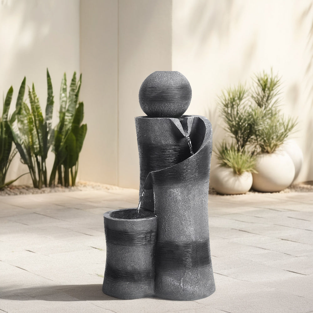 1.9' Garden Solar Rockery Resin Fountain with LED