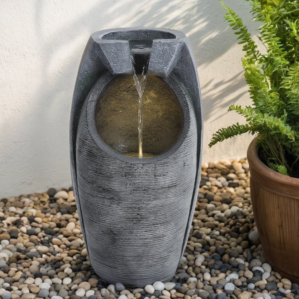1.8' Garden Solar Rockery Resin Fountain with LED