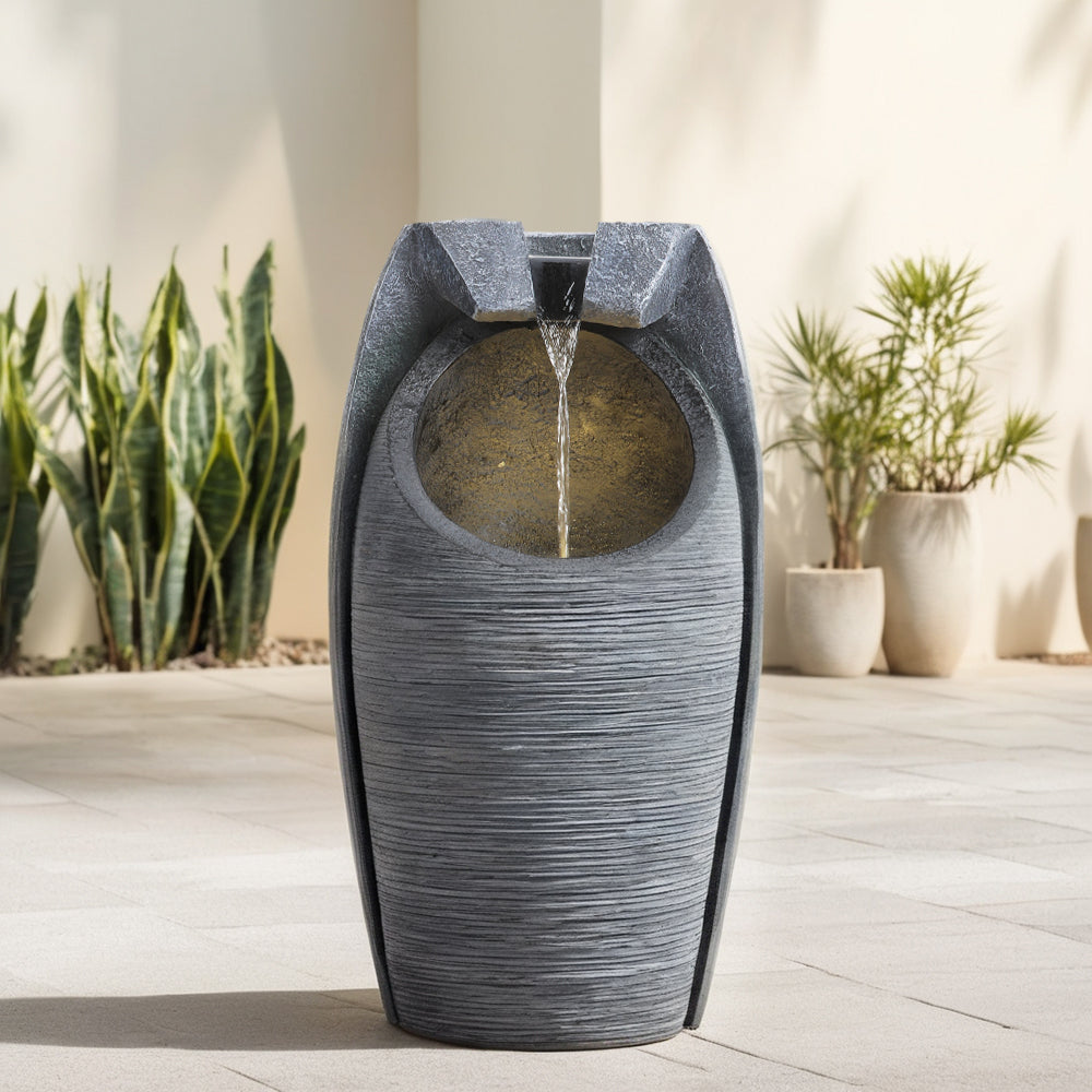 1.8' Garden Solar Rockery Resin Fountain with LED