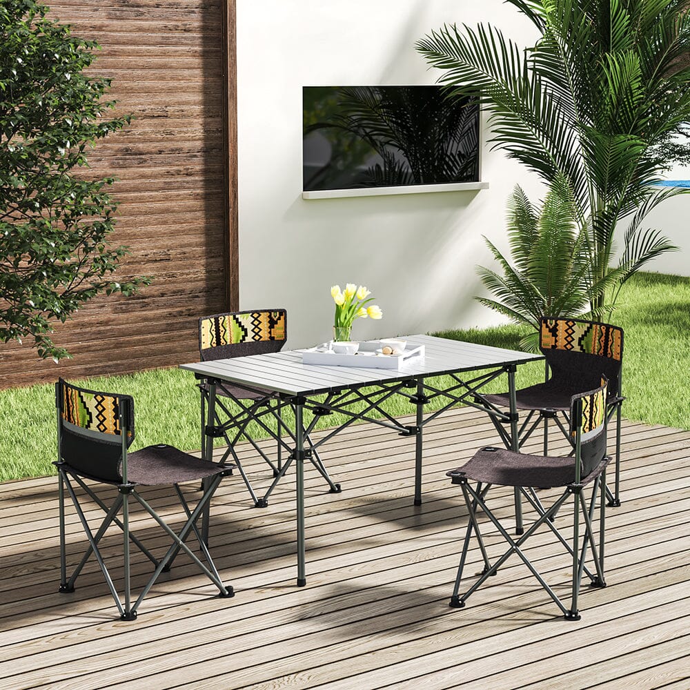 Folded View of Aluminum Camping Table and Chairs – Easy to Carry and Store