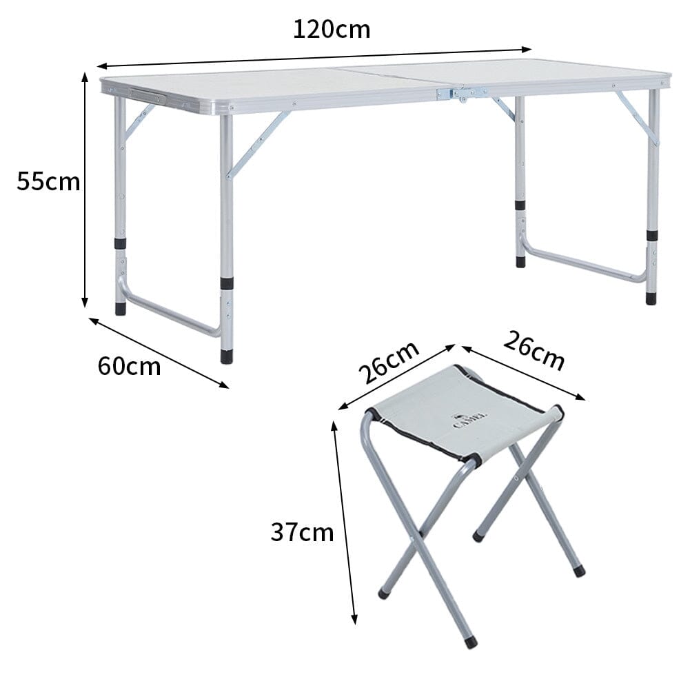 Portable Aluminium Folding Picnic Table with 4 Stools Garden Dining Sets Living and Home