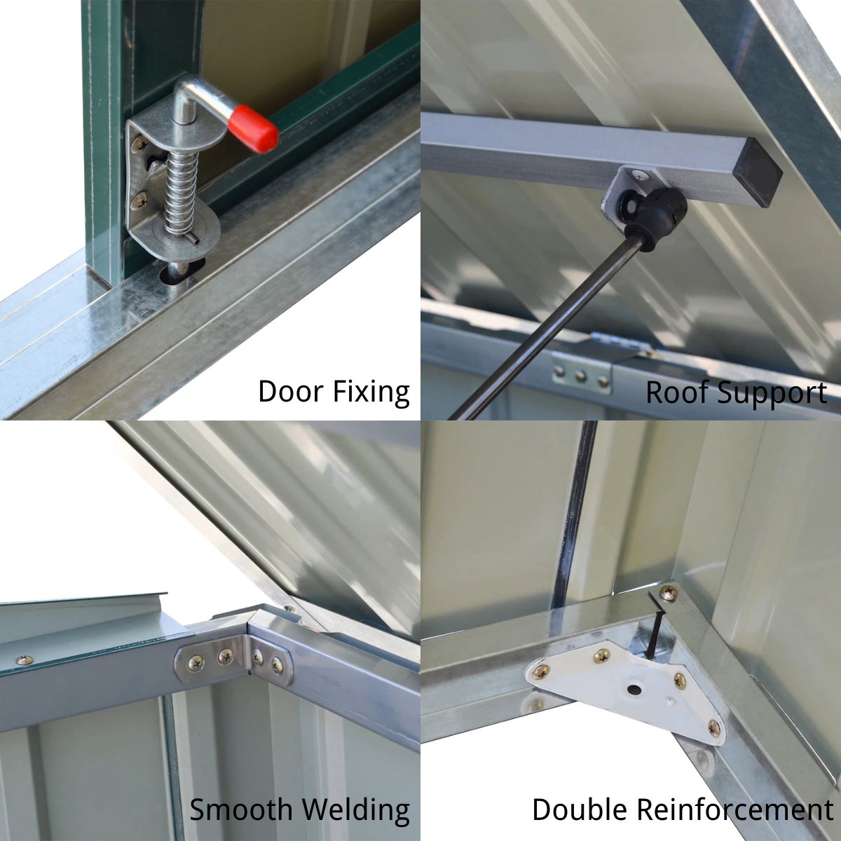 Interior View of 4-Section Green Steel Bin Shed – Separate Compartments for Multiple Bins