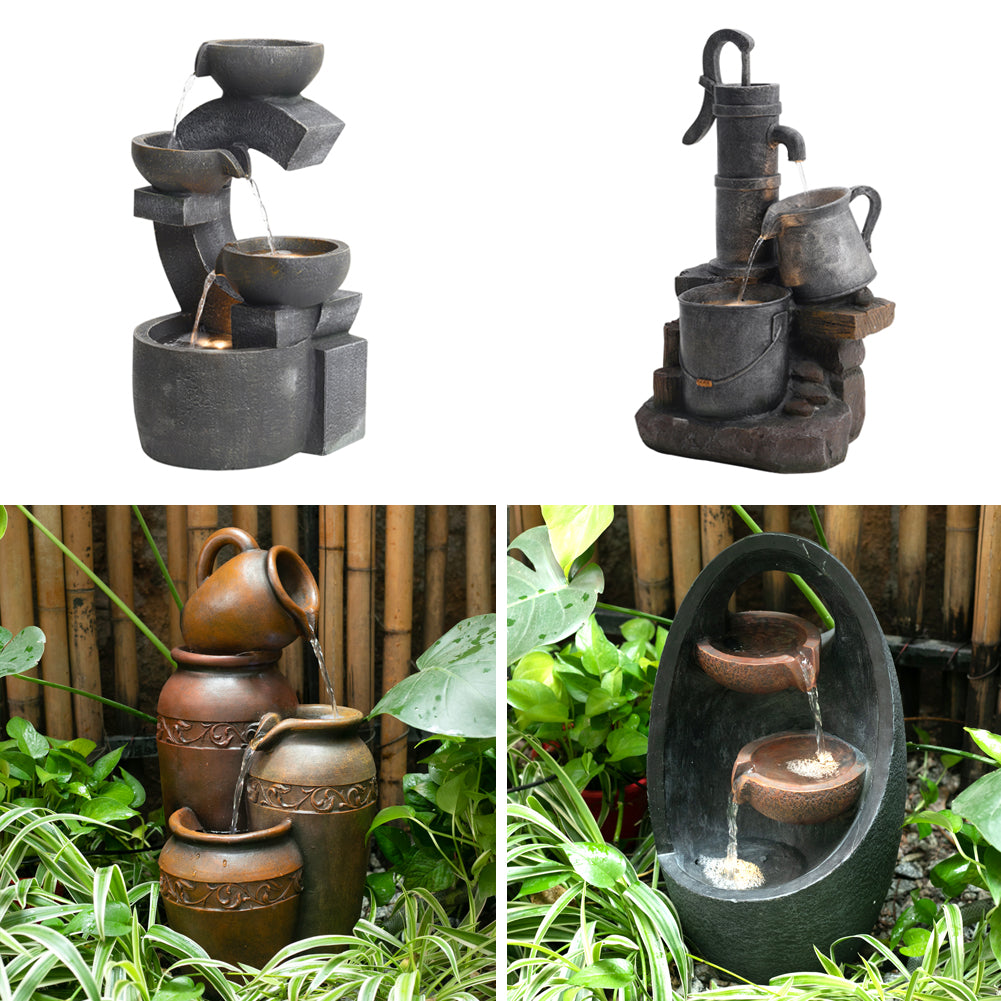 Garden Water Feature Resin Fountain with LED