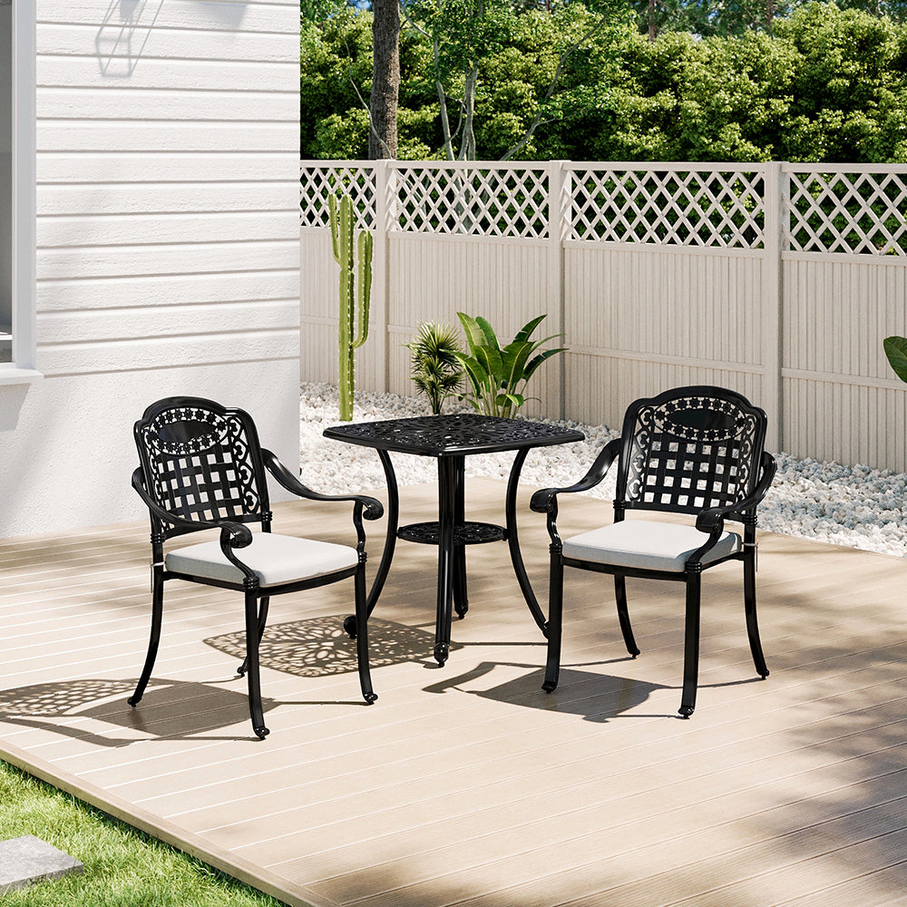 Black Garden Square Cast Aluminium Patio Table