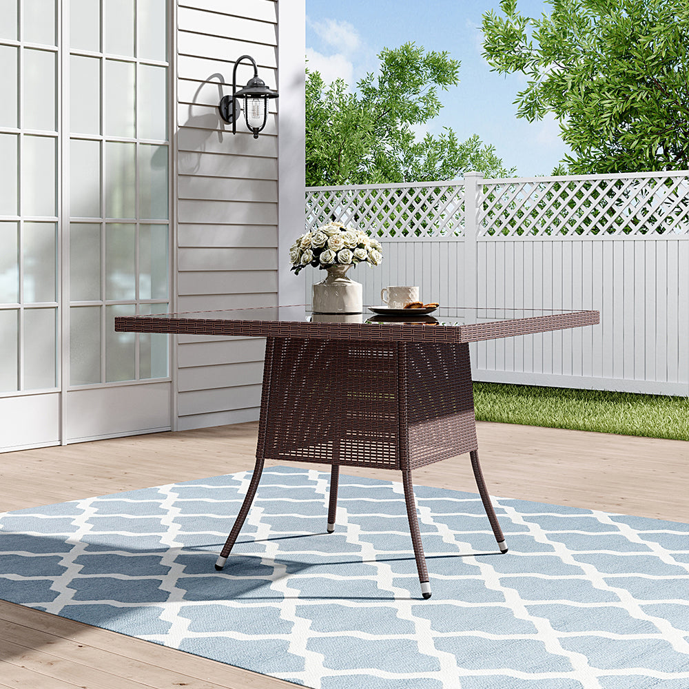 105cm Garden Rattan Patio Table with Parasol Hole