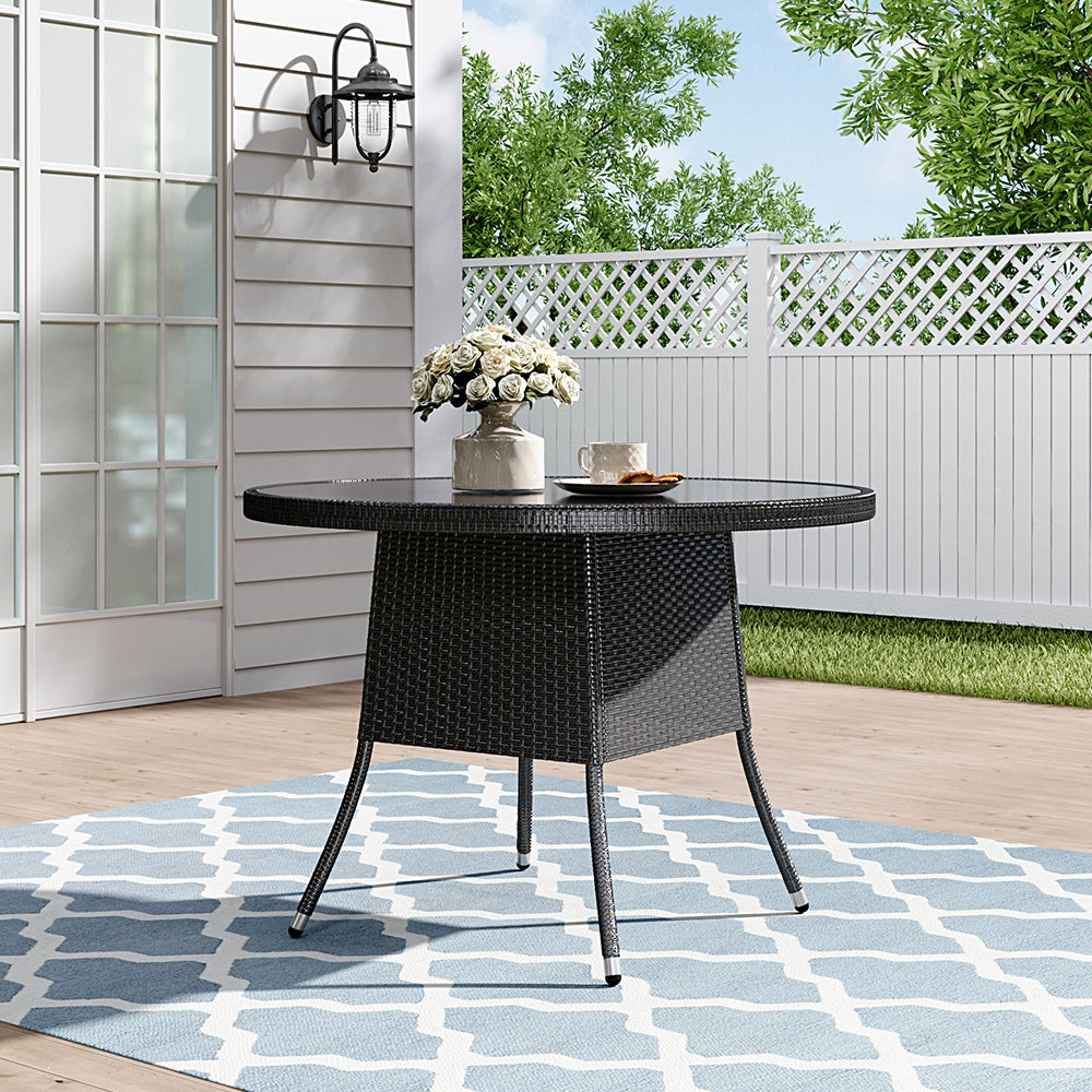 105cm Garden Rattan Patio Table with Parasol Hole