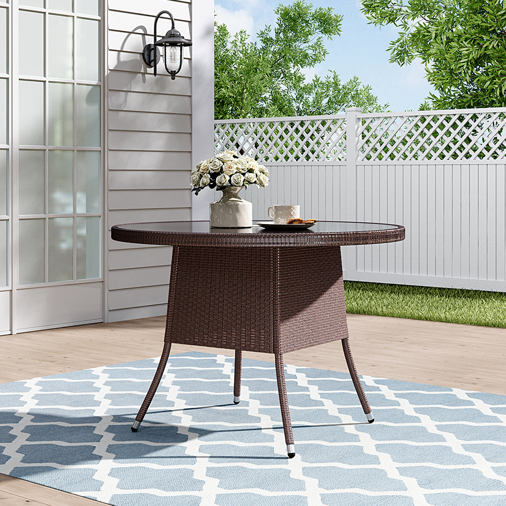 105cm Garden Rattan Patio Table with Parasol Hole