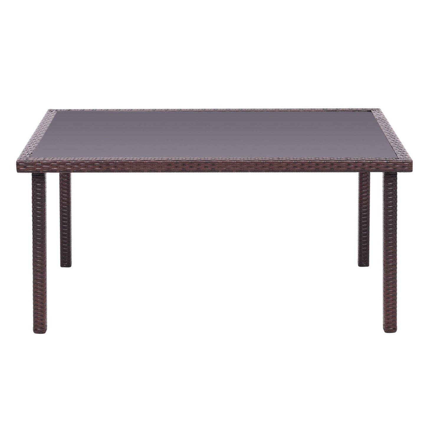 150cm Width Garden Table Dining Patio Outdoor Table Rectangle Table Black/Brown Garden Dining Tables Living and Home