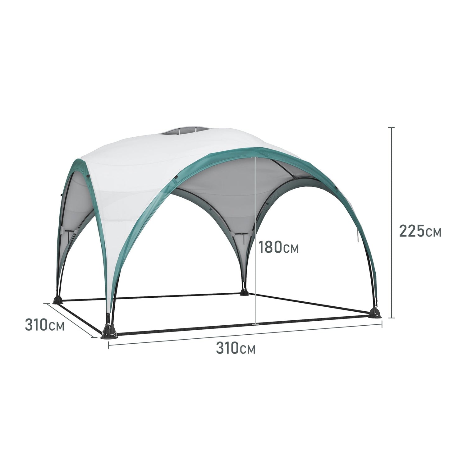 3X3m Grey and Green Outdoor Canopy Canopies & Gazebos Living and Home