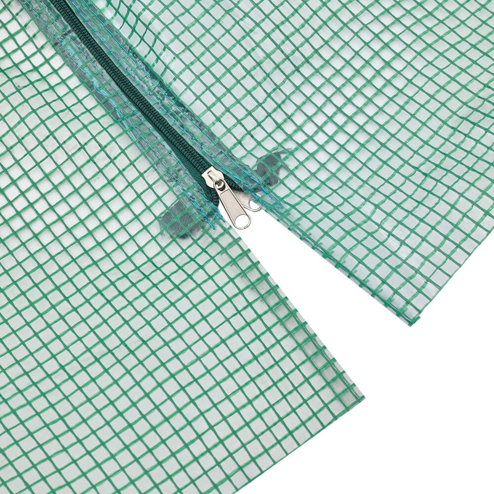 Close-up of Zipper Door and Reinforced Seams on 4x3x2m Green Garden Greenhouse Cover