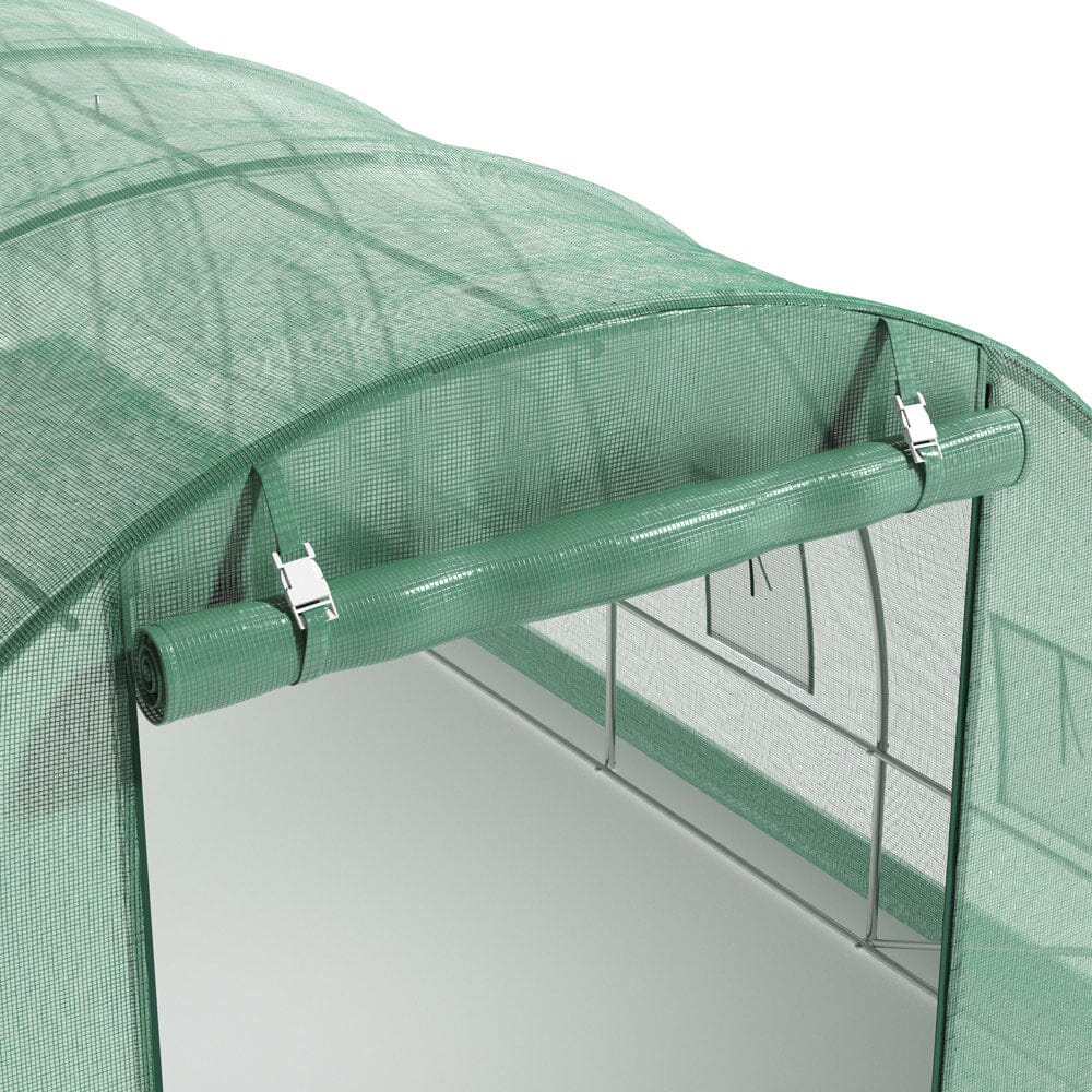 Mesh Window with Roll-Up Flap on 4x3x2m Walk-in Greenhouse – Provides Ventilation and Light Control