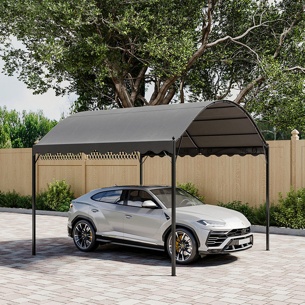 102x118 inch metal pergola with shade canopy featured on modern patio setting with outdoor furniture