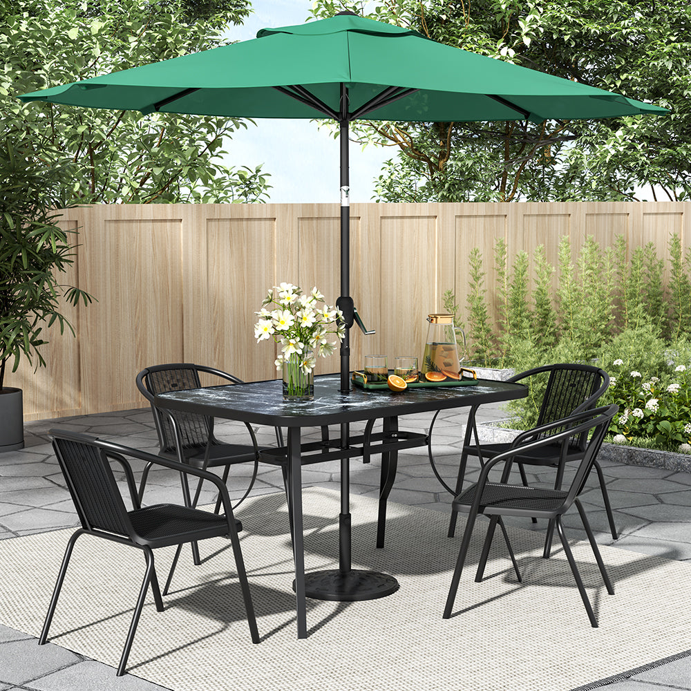 Black Garden Round/Square Marble Patio Table With Umbrella Hole