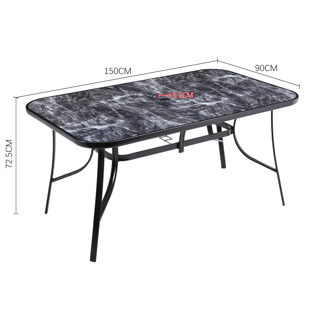 Black Garden Round/Square Marble Patio Table With Umbrella Hole