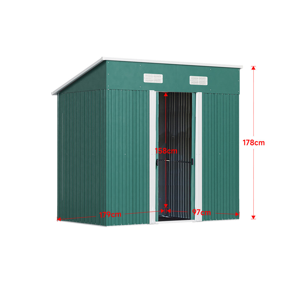 4x6ft Garden Steel Storage Shed with Sloped Top