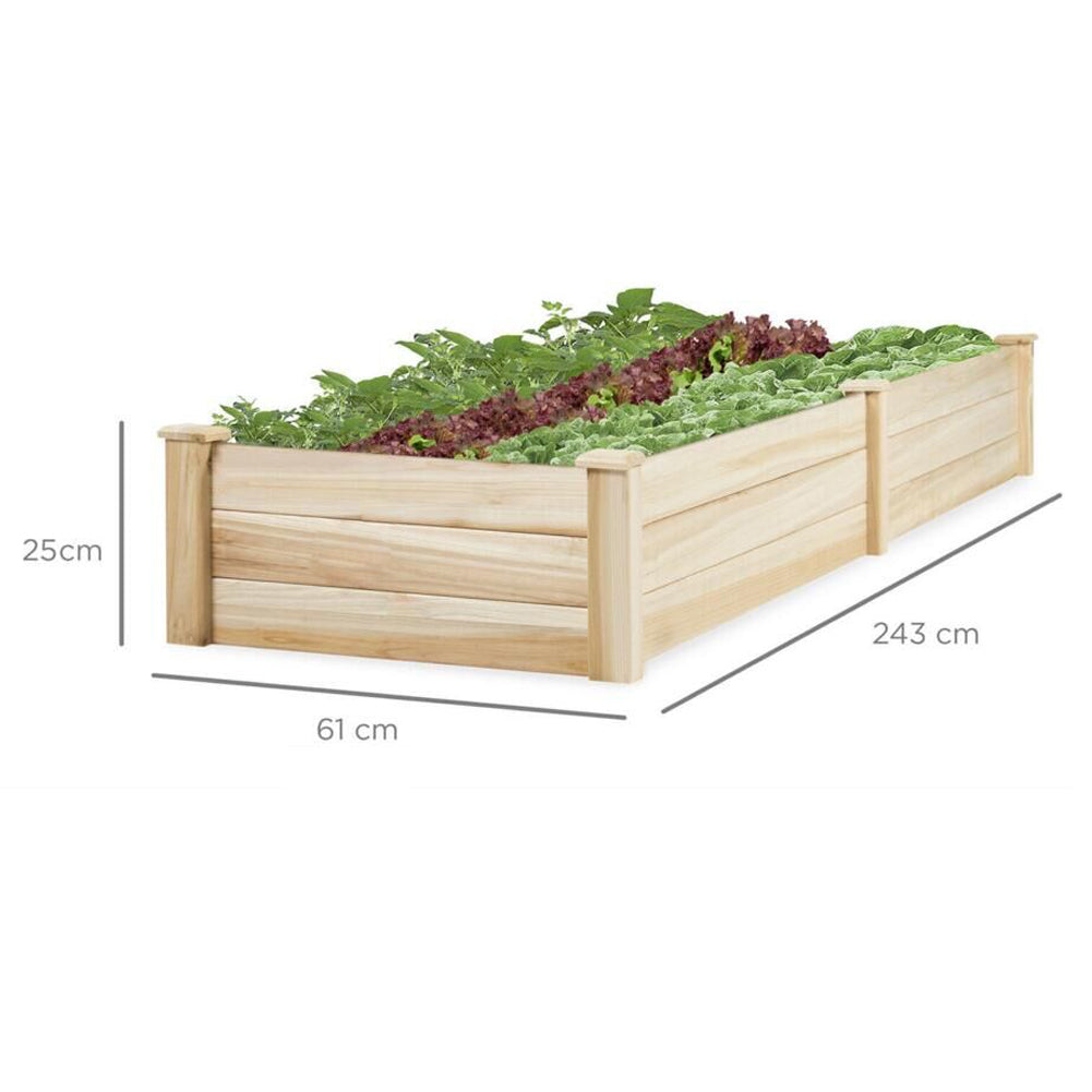 Dimensions of Solid Wood Raised Garden Bed with 2 Compartments - Ideal size for growing a variety of plants separately