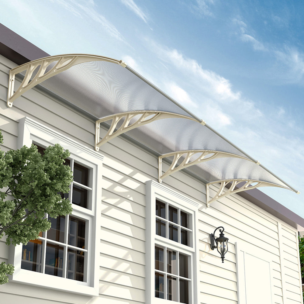 270cm White Aluminum Frame Door Window Awning – Large Outdoor Sunshade and Rain Cover