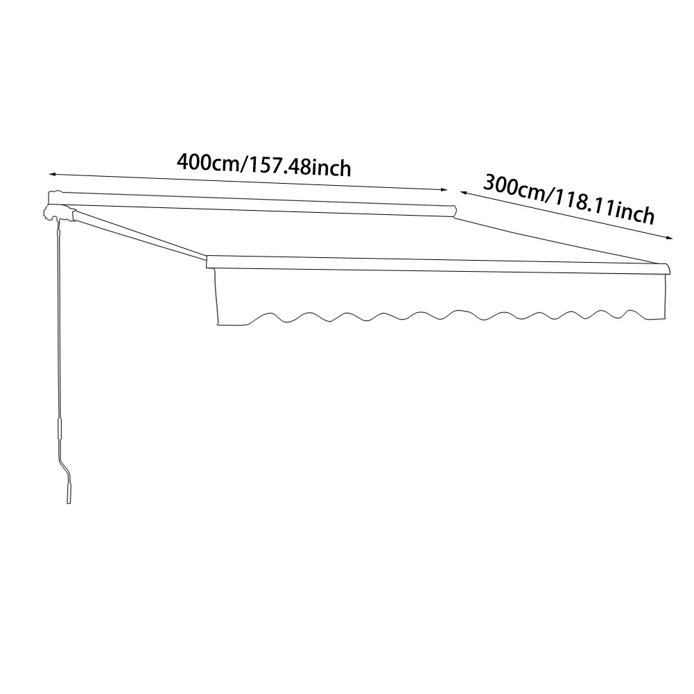 Detailed Size Diagram of 400cm Outdoor Retractable Awning – Full Measurement Overview