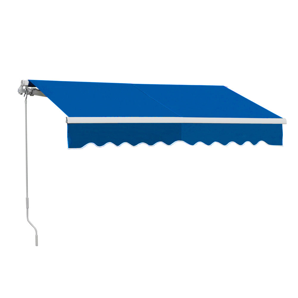 Retractable Patio Awning - Manual Shelter - Blue Patio Awnings Living and Home