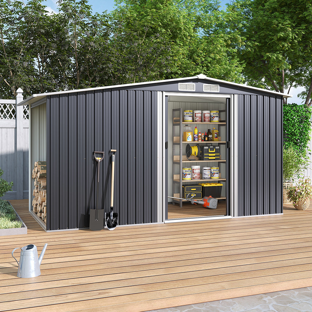 Galvanized Steel Garden Storage Shed with Gable Roof Top – Breeins