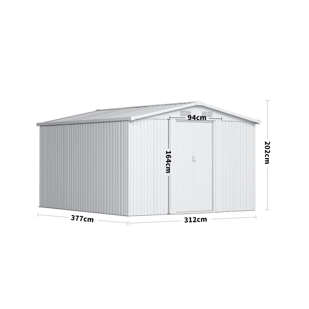 Garden Metal Storage Shed with Gabled Roof Top Large Size Greenhouses Living and Home