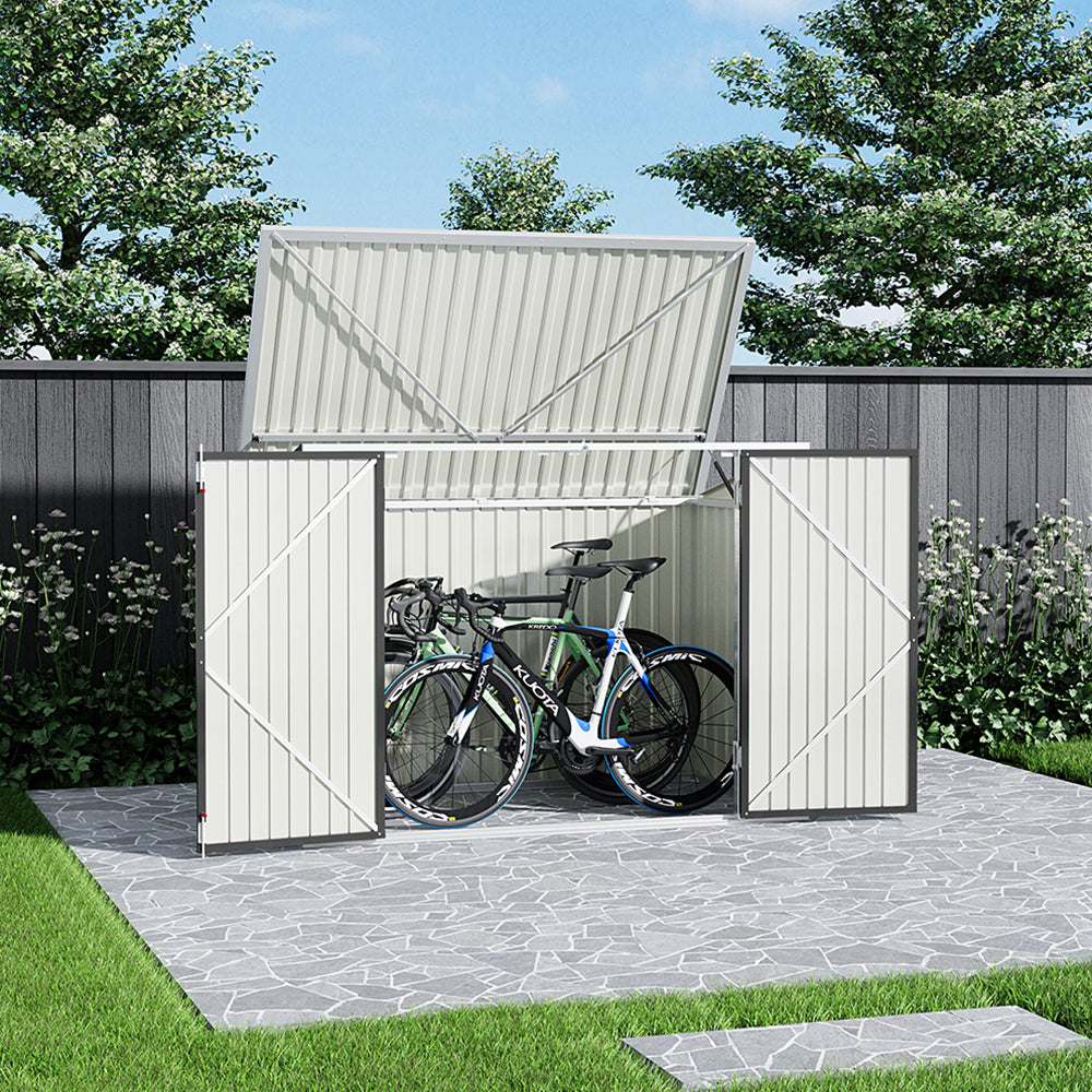 6x3ft Charcoal Black Steel Garden Bin Storage Shed with Lock – Modern Outdoor Solution
