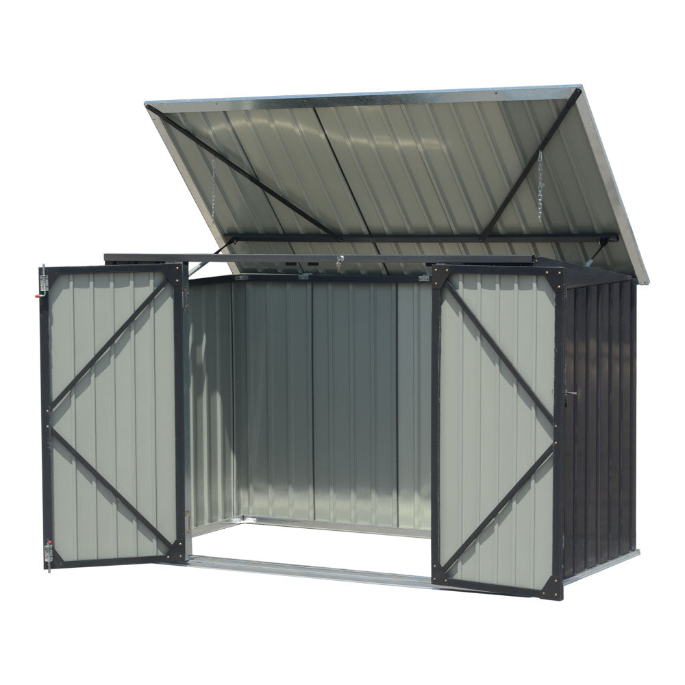 6x4ft Black Garden Steel Bin Storage Shed