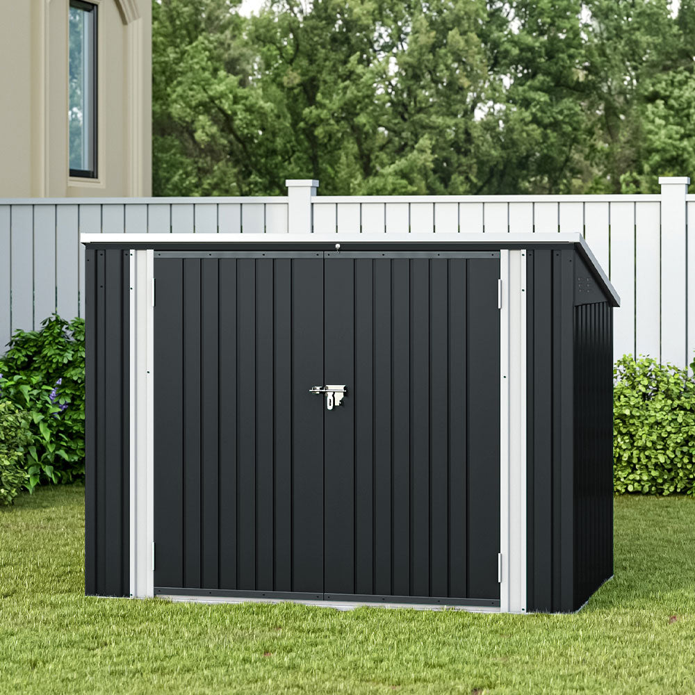 6x4ft Black Garden Steel Bin Storage Shed