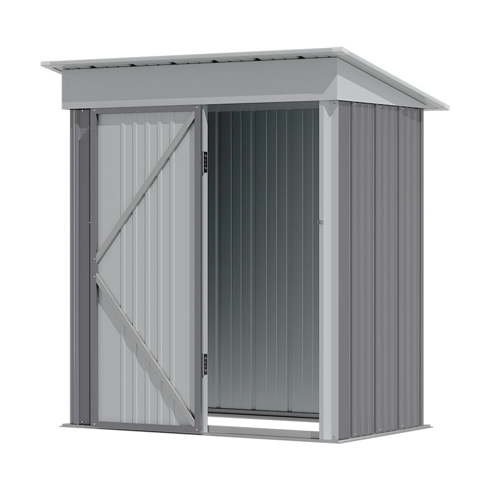 5x3ft Grey Outdoor Metal Storage Shed with Lockable Door