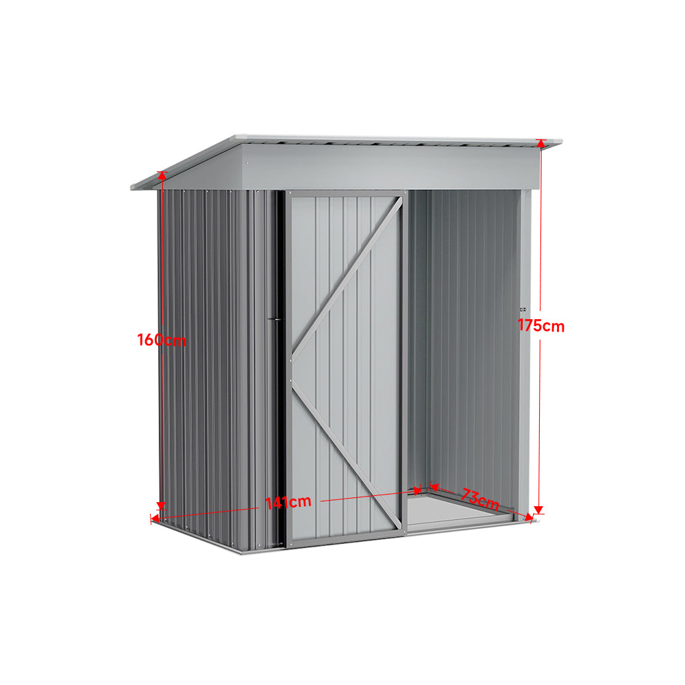 5x3ft Grey Outdoor Metal Storage Shed with Lockable Door