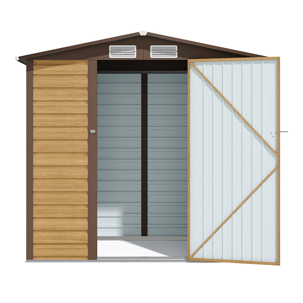 6x4ft Brown Garden Galvanized Steel Storage Shed