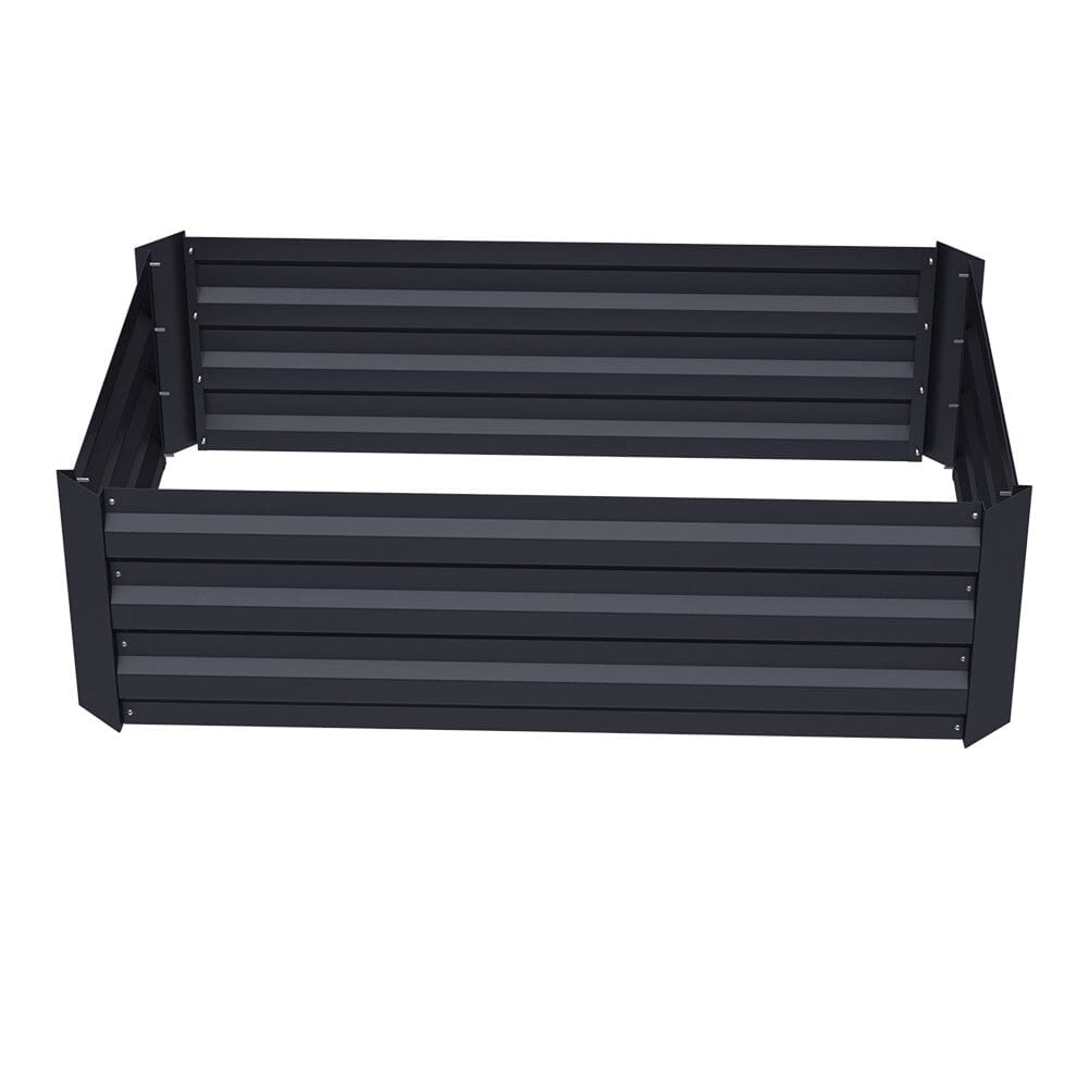 Medium Black Galvanized Steel Square Raised Garden Bed Planter Box on white background - Durable and eco-friendly garden planter