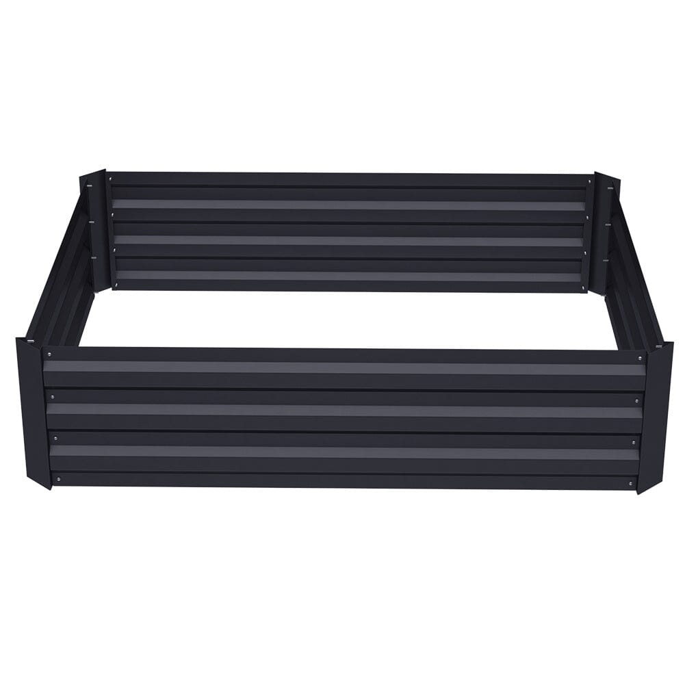 Large Black Galvanized Steel Square Raised Garden Bed Planter Box on white background - Sturdy and eco-friendly planter for extensive garden spaces