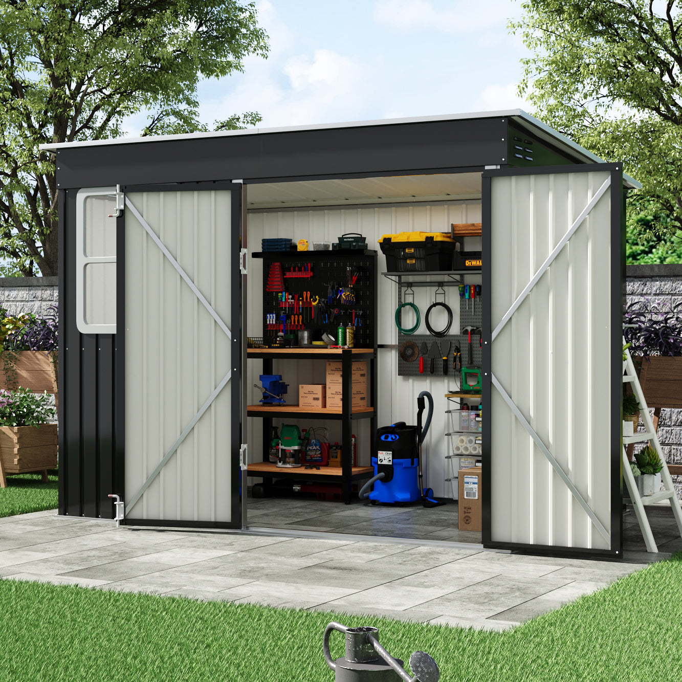 9x6ft Charcoal Black Outdoor Garden Storage Shed