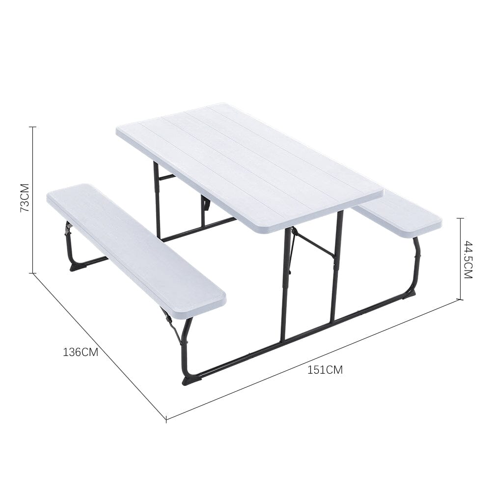 151cm W Foldable Picnic Table and Bench Set Garden Dining Tables Living and Home