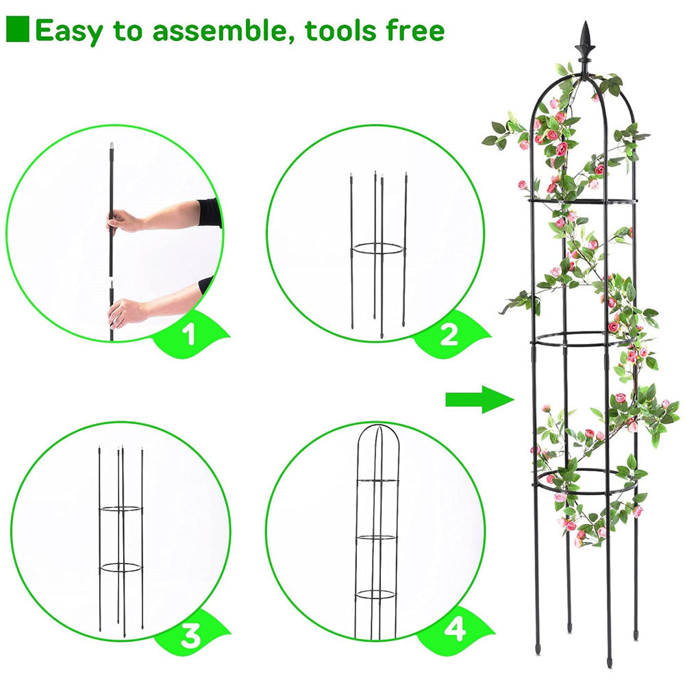 63 inch 2Pcs Black Garden Obelisk Trellis for Climbing Plants